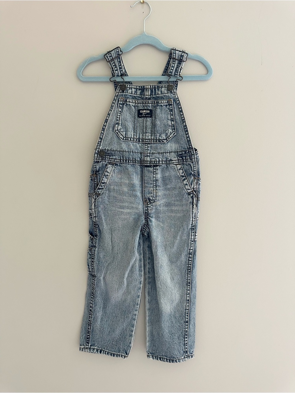 OshKosh B’gosh Toddler Denim Bib Overalls, Size 3T, Light Wash Blue